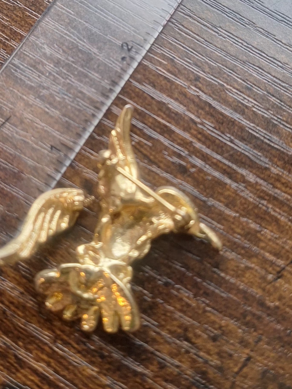 1.5" Vintage Hummingbird Rhinestone Enamel Pin Red Blue Green Spring Wing - Picture 6 of 6